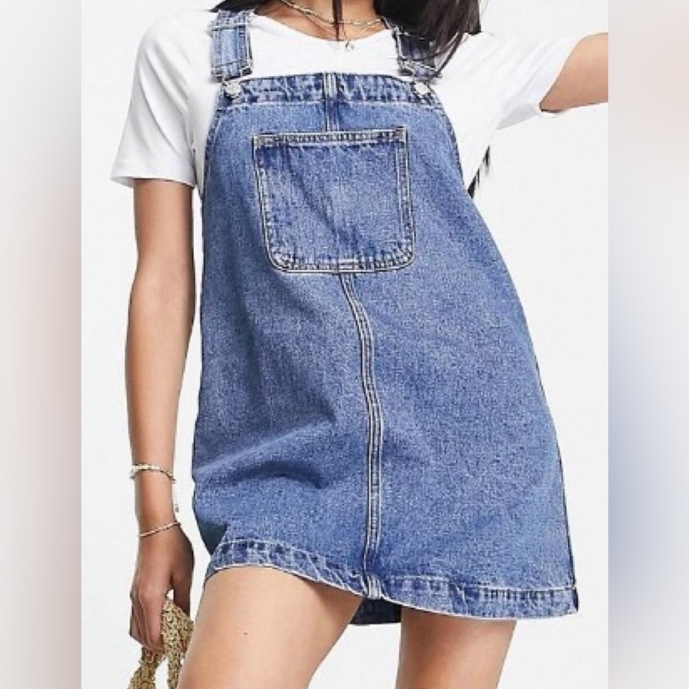SOLD - Monki denim overalls mini dress